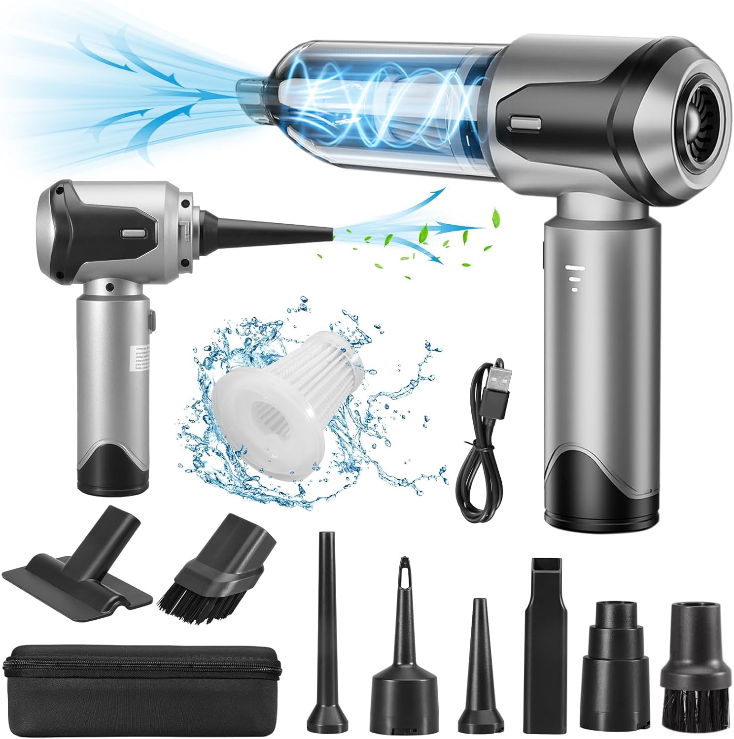 Grixz Handheld Vacuum Cleaner, 22000Pa Powerful Car Vacuum Cleaner Cordless, Lightweight Mini Vacuum Air Duster, Rechargeable Portable Vacuum for Car, Home, Kitchen, Office