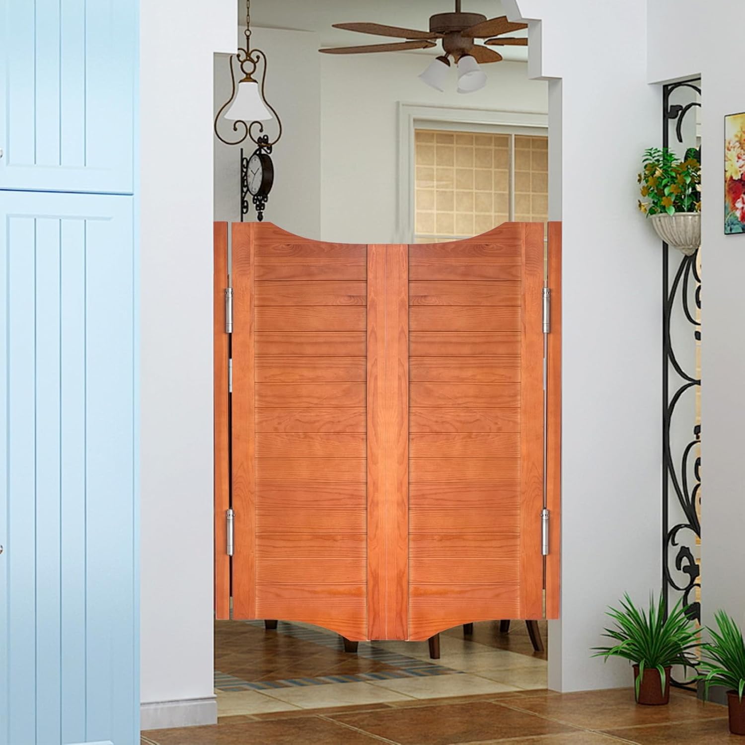 31.5 Inch Solid Wood Swinging Saloon Doors - Rustic Western Style Half Door for Kitchen, Bar, Hallway - with Auto-Close Hinges & Hardware - Interior Partition Door for Bedroom, Porch, Cellar
