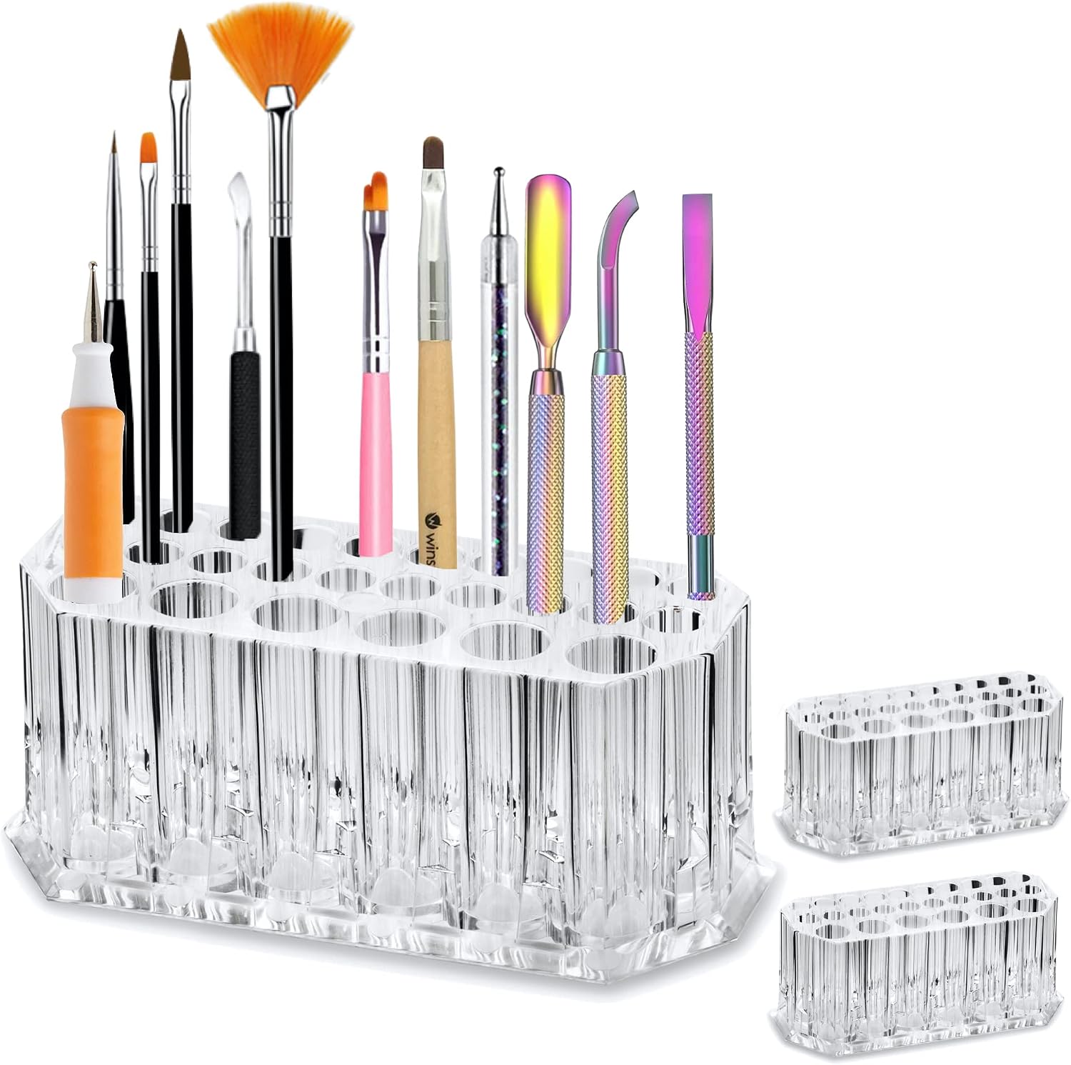 BY ALEGORY Acrylic Nail Art Tool Organizer Storage for Storing Pro Beauty Finger Nailcare Art Kit Tools Makeup Display Case Refillable Container Holder Organization