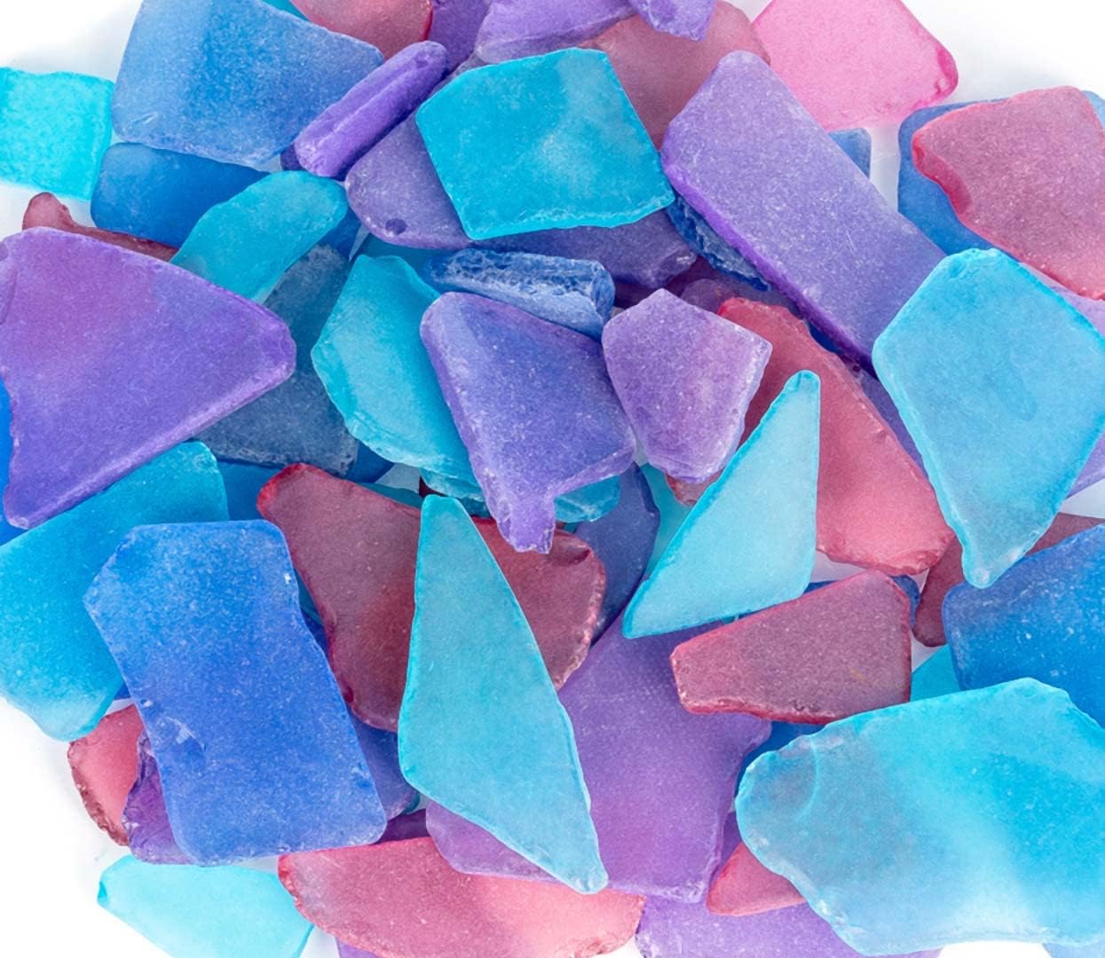 Sea Glass for Crafts – 11oz Blue, Red & Purple Sea Glass Decor, Tumbled Seaglass, Seaglass for Crafts, Beachglass Decor, Nautical Vase Fillers, Coastal Art Supplies