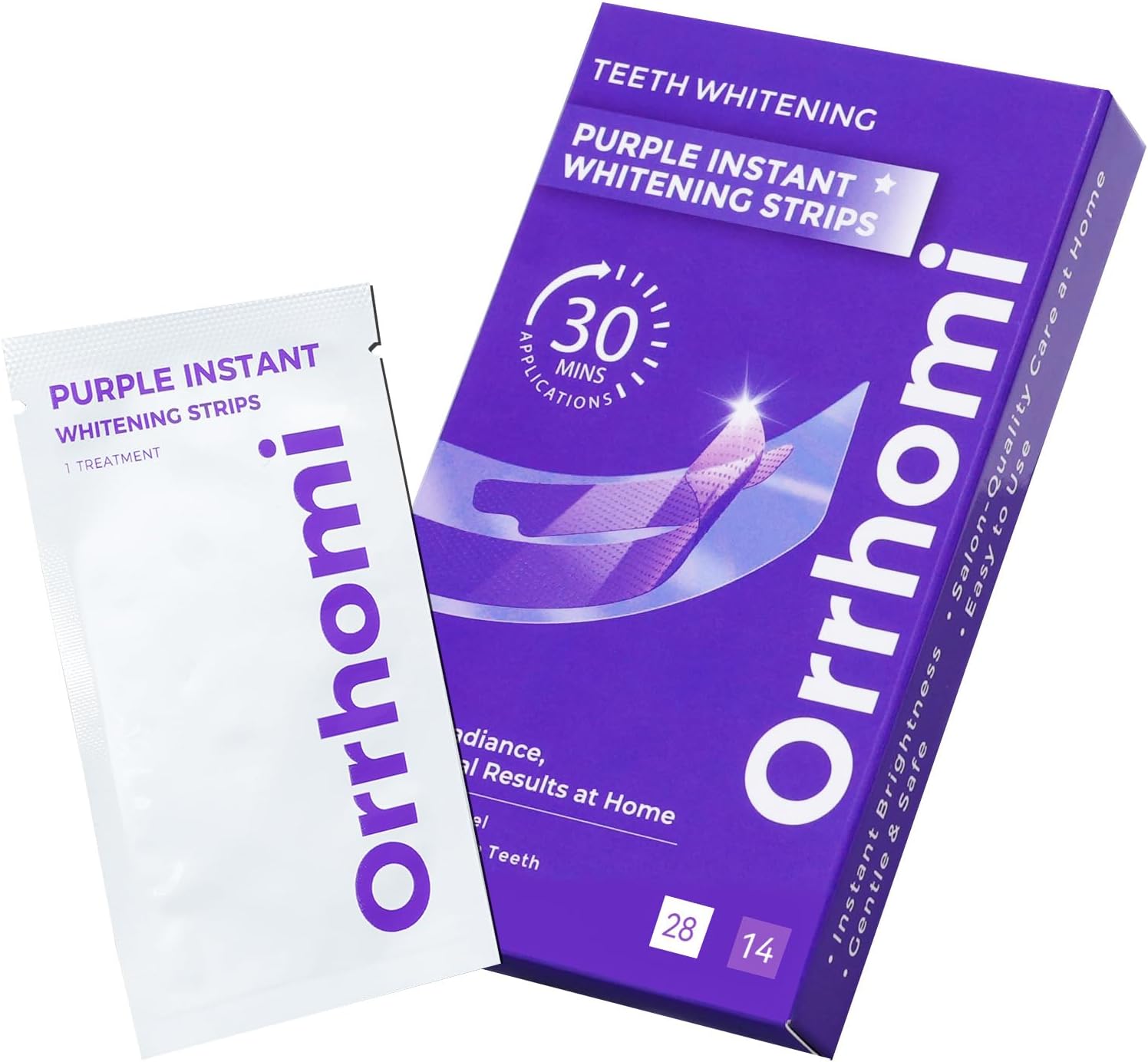 Teeth Whitening Strips, Purple, Enamel Safe, Sensitive, 14 Treatments