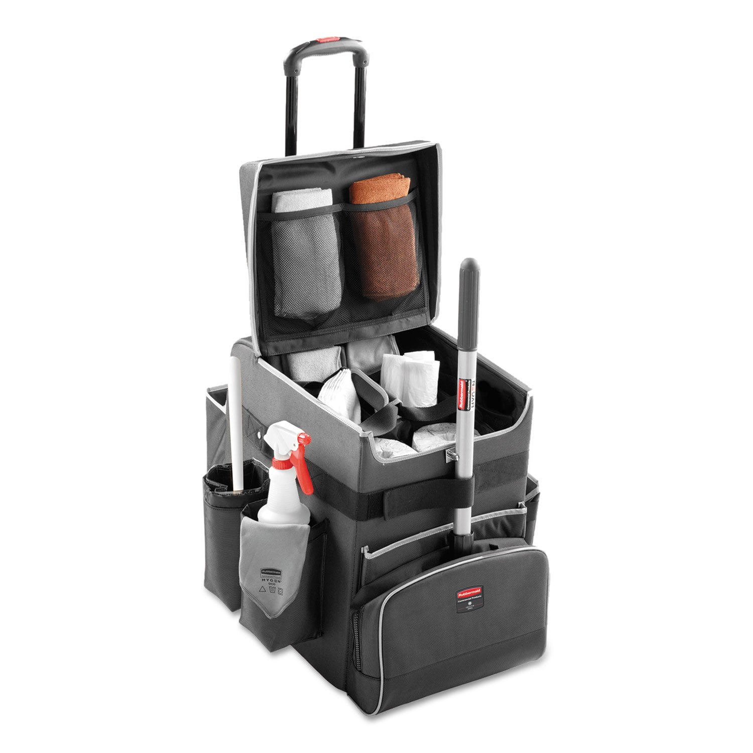 Rubbermaid Commercial Products Executive Quick Carts, Mobile/Travel Office Cart, Small, Dark Gray, for Housekeeper/Sales Rep/Medical Professionals/Home Healthcare/Teachers