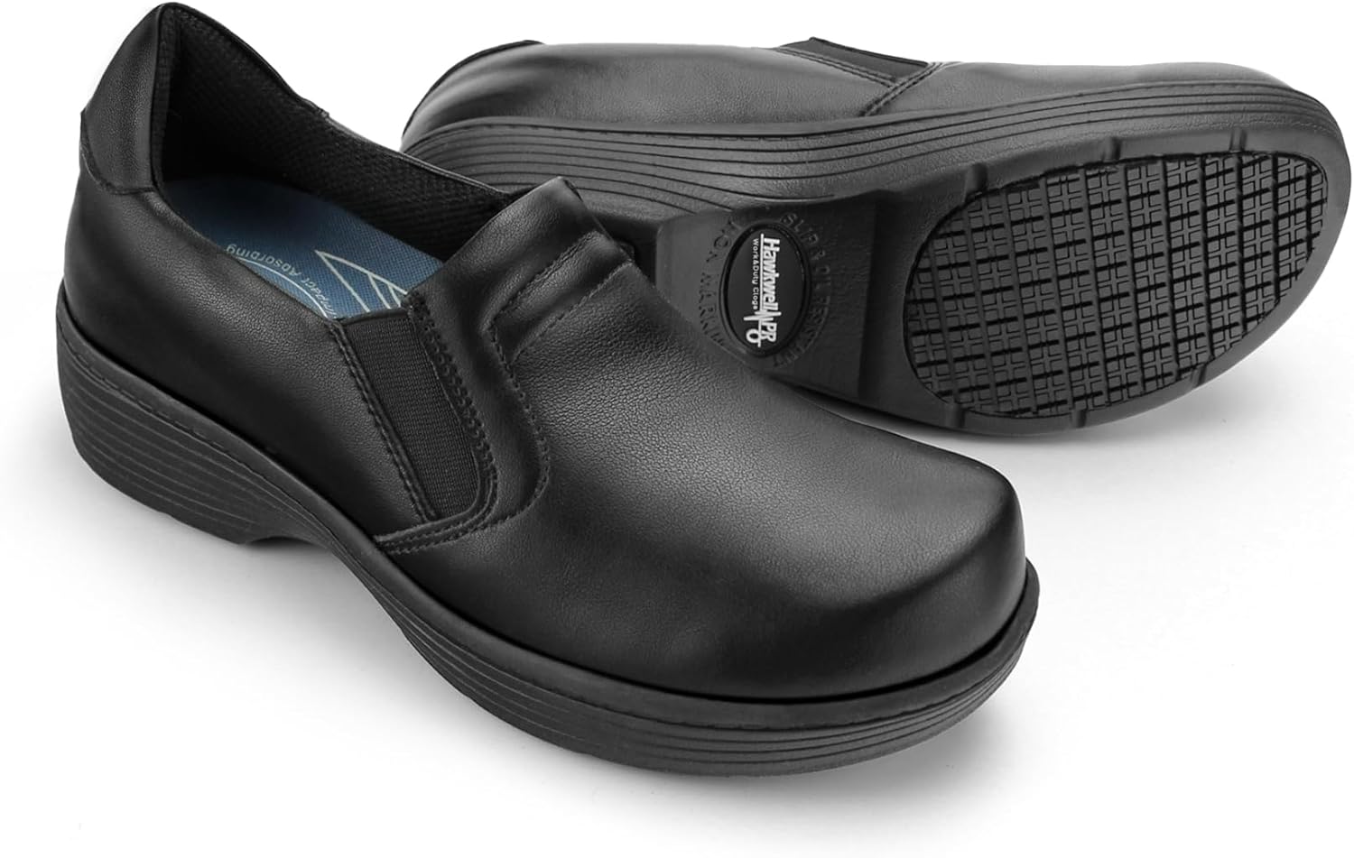 Hawkwell Pro Leather Nurse Clogs for Women Lightweight Slip Resistant Arch Support Healthcare Professional Nursing Shoes Work Clog