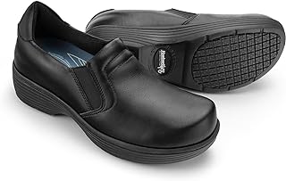 Hawkwell Pro Leather Nurse Clogs for Women Lightweight Slip Resistant Arch Support Healthcare Professional Nursing Shoes Work Clog