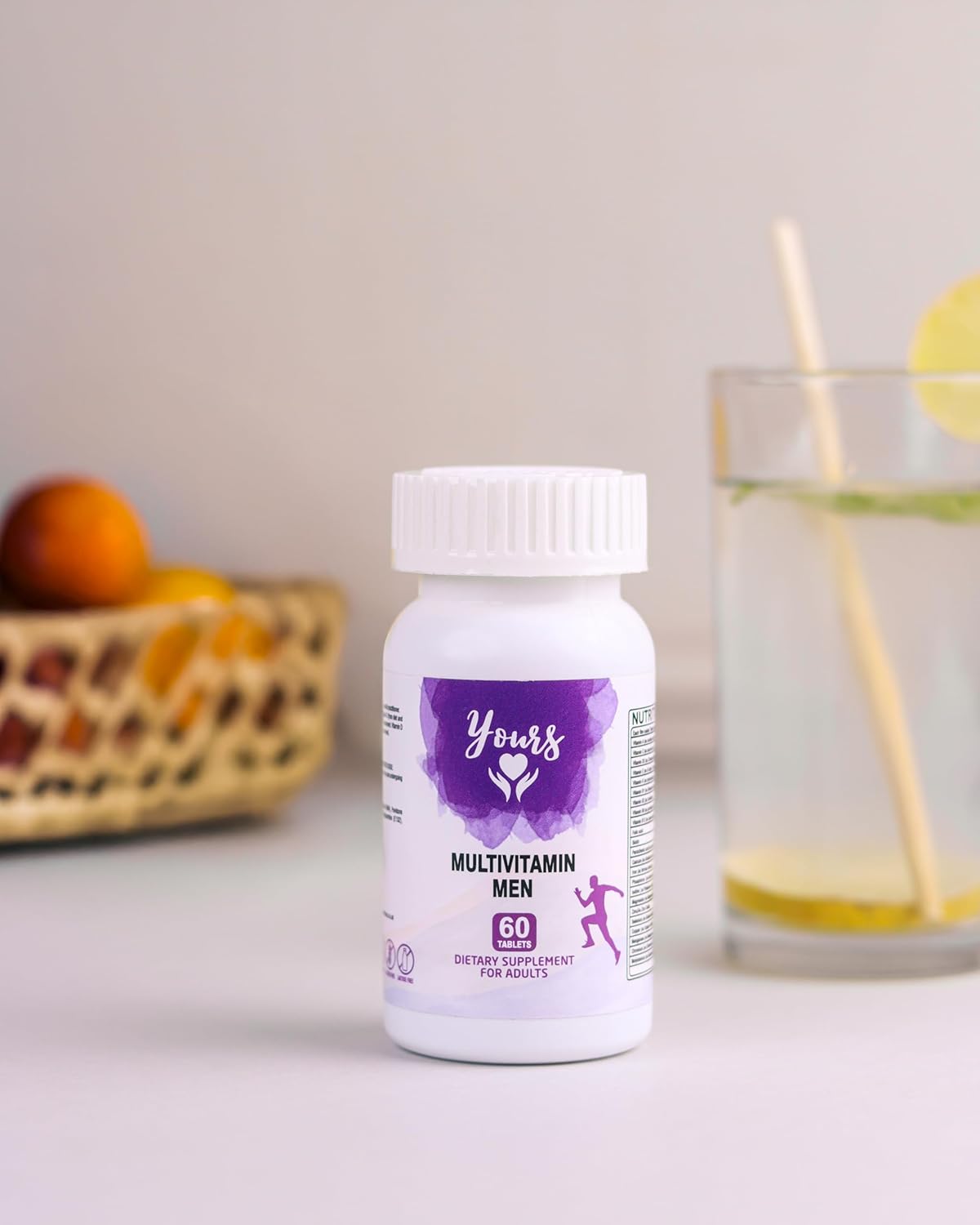 Yours Multivitamin Men Formulated Specifically for Men, Vitamin D3, Vitamin A, C, Iron and Biotin Support Metabolism, Healthy Skin, Improve Bone Health, for Healthy Hair, 60 Tablets, 02 Month Supply.
