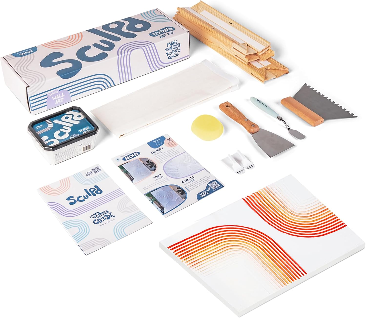Sculpd Textured Canvas Kit - Complete Art Set with Texture Paste, Canvas, Palette Knife, Wall Hooks, Crafting Tools, Videos & Beginner Guide - DIY Arts & Crafts Gift for Adults, Teens, Men & Women