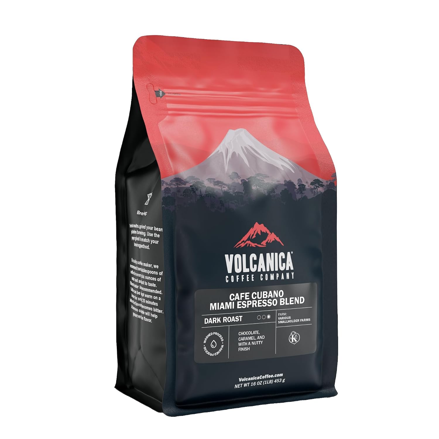 Cafe Cubano, Dark Roast, Cuban Coffee, Whole Bean, Fresh Roasted, Kosher, 16-ounce