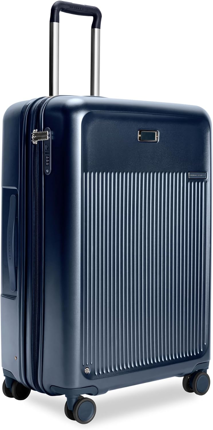 Briggs & Riley 30" Large Expandable Spinner - Checked Luggage for Travel, Suitcases with Wheels, Hardside Rolling Bag for Men & Women, Self-Repairing Zipper - Sympatico Collection, Navy