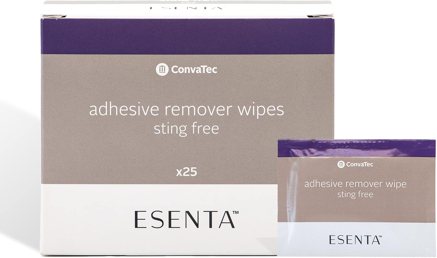 ConvaTec ESENTA Adhesive Remover Wipes for Around Stomas and Wounds, 25ct Box (Pack of 1)