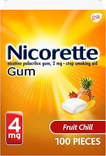 Nicorette Nicotine Gum Fruit Chill 4 Milligram Stop Smoking Aid 100 Count