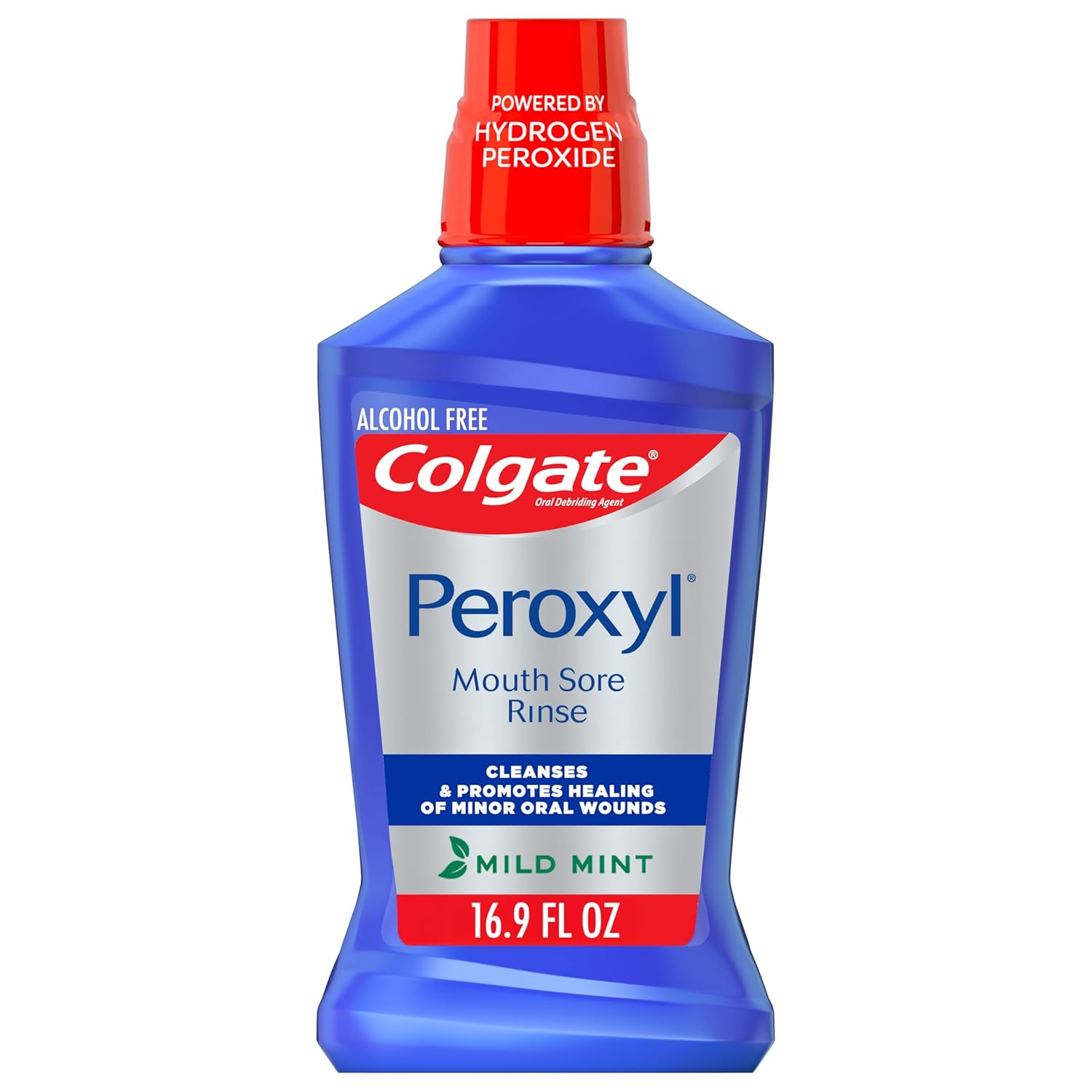 Colgate Peroxyl Antiseptic Mouth Sore Rinse, Alcohol Free, Mint, 16.9 fl oz | 1.5% Hydrogen Peroxide Oral Rinse, Cleanses and Promotes Healing of Minor Oral Wounds, Canker Sores, Burns, and Irritations