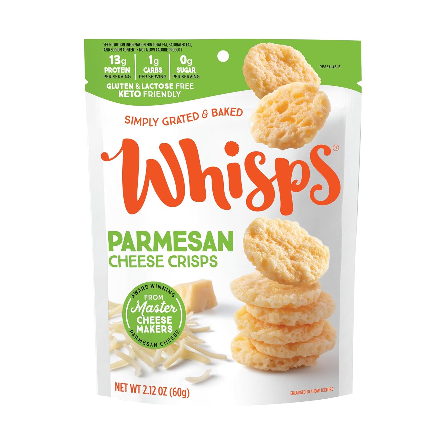 Whisps Cheese Crisps Parmesan Cheese, Protein Chips, 10.8 Oz, 2 Pack