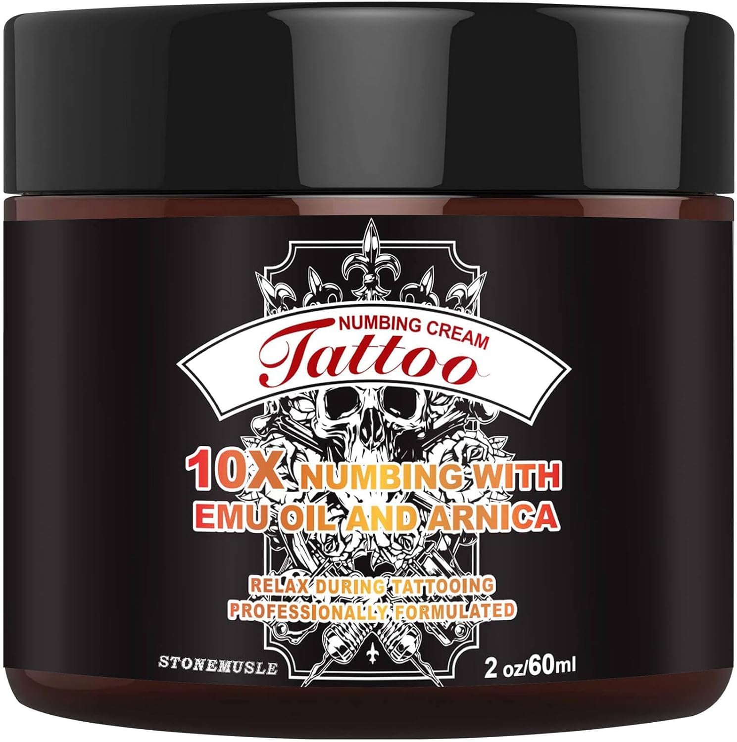 8 Hours Maximum Strength Tattoo Numbing Cream (2oz/ 60ml), Numbing Cream for Tattoos Extra Strength with 10x Numbing, Emu Oil and Arnica - 60ml