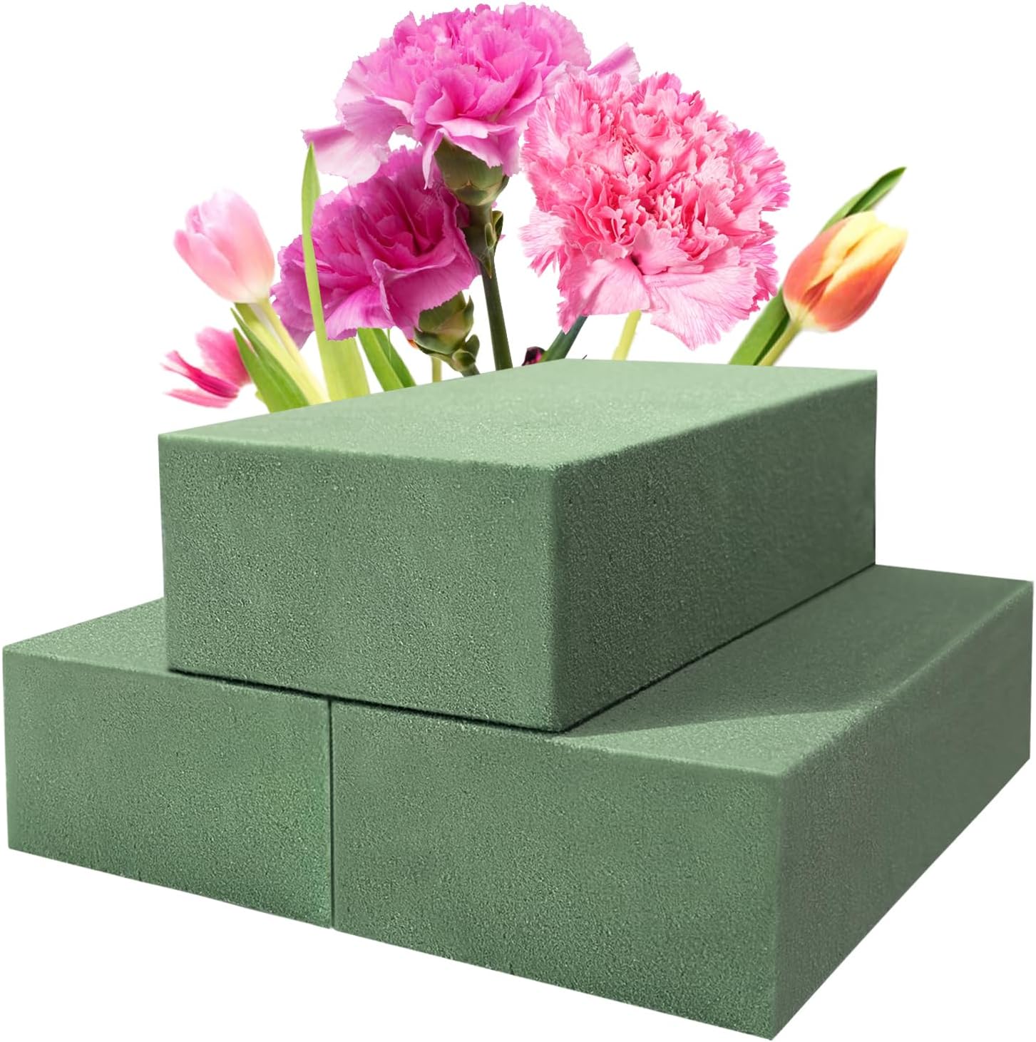 Ortarco 3 Pack Floral Foam Blocks (5.5" x 3.1" x 1.7") Wet and Dry Flower Foam for Flower Arrangements Supplies, Flower Foam Blocks for Fresh or Artificial Flowers in Art, Crafts and DIY Decorations