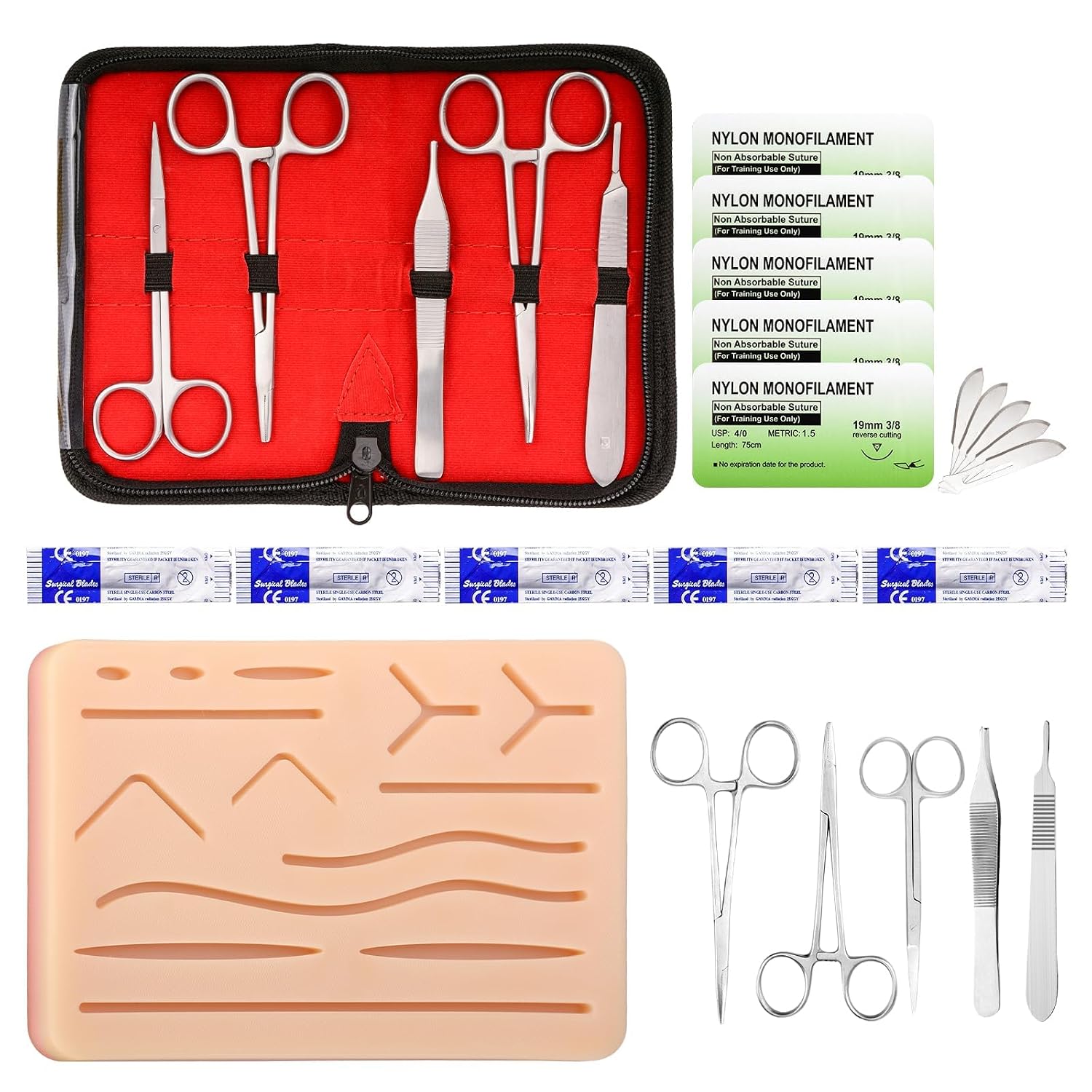 Medarchitect Suture Kit, Practice Kit with Pre-Cut Wounds Pad