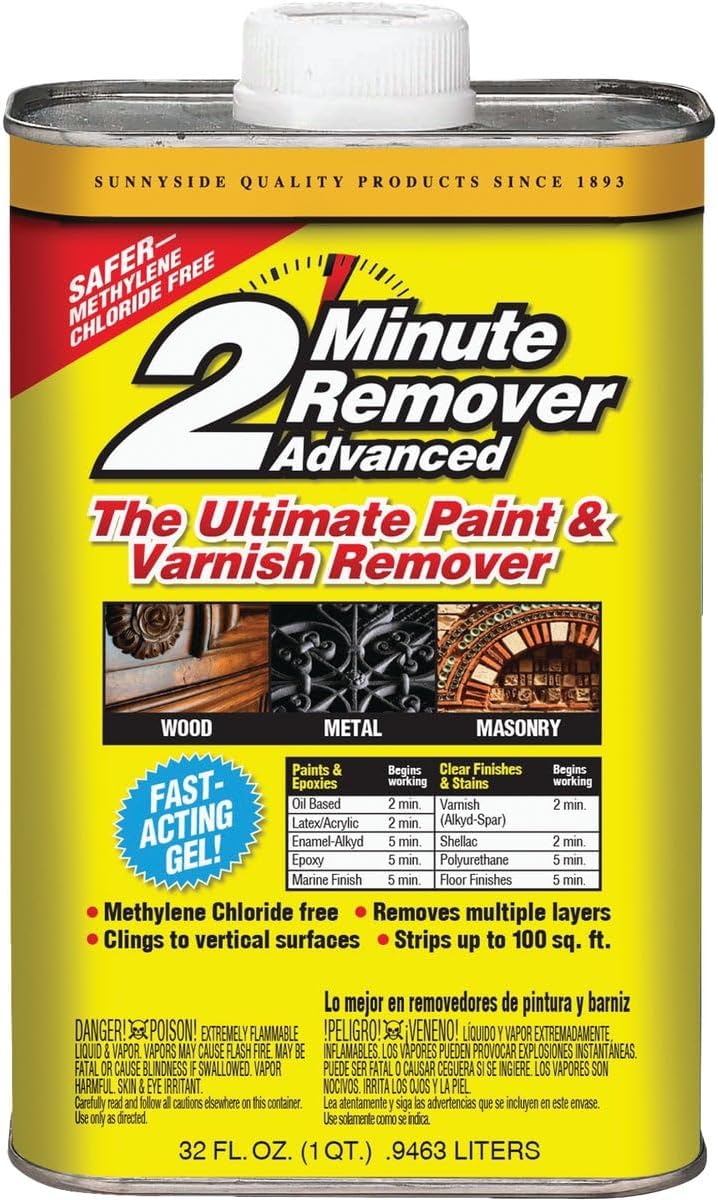 Sunnyside 63432 2-Minute Remover Advanced Paint & Varnish Remover Gel, Quart