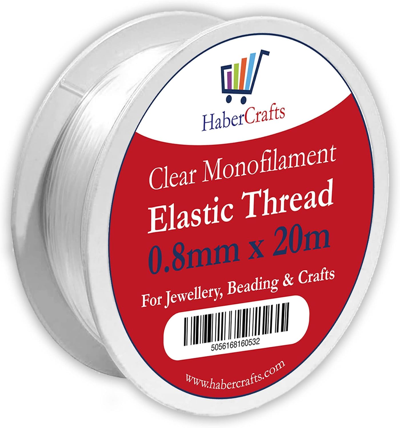 0.8mm Clear Elastic Thread For Bracelet Making - Stretchy Elasticated String For Jewellery Making - Necklace Beading Decorations - 20m Spool