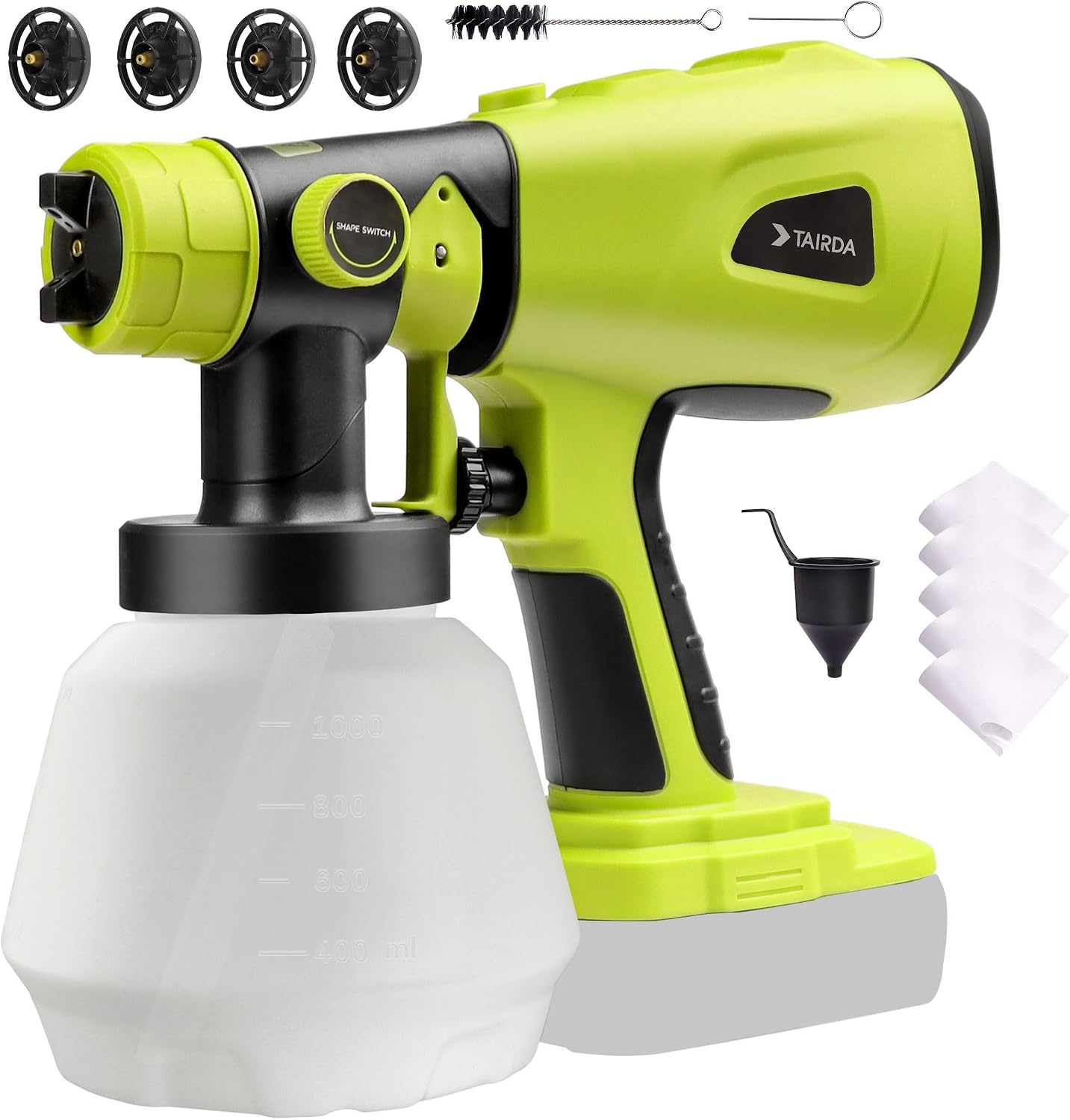 Cordless Paint Sprayer Compatible for Ryobi 18V Battery (NO Battery) | HVLP Electric Handheld Paint Sprayers with 1000ML Container, For House Furniture, Fence, Cabinets, Walls (Bare Tool)