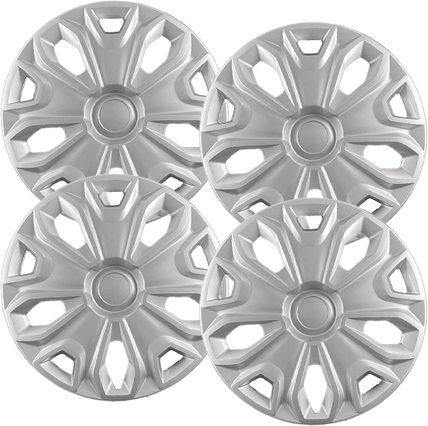 Premium Quality 16 inch Silver Hubcaps fits 2015 2016 2017 2018 2019 2020 2021 2022 2023 Ford Transit Van, Heavy Duty Solid Clip Construction (Set of 4) (7068AMS-4)