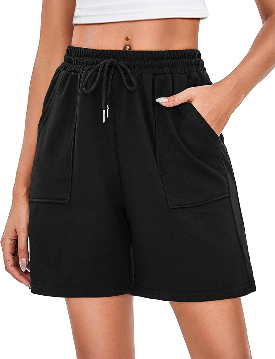 Marvmys Womens Running Shorts Casual Lounge Bottoms Gym Shorts Ladies Soft Cycling Short High Waist Athletic Sweat Jogging Sport Workout Hiking Fashion with Big Pockets