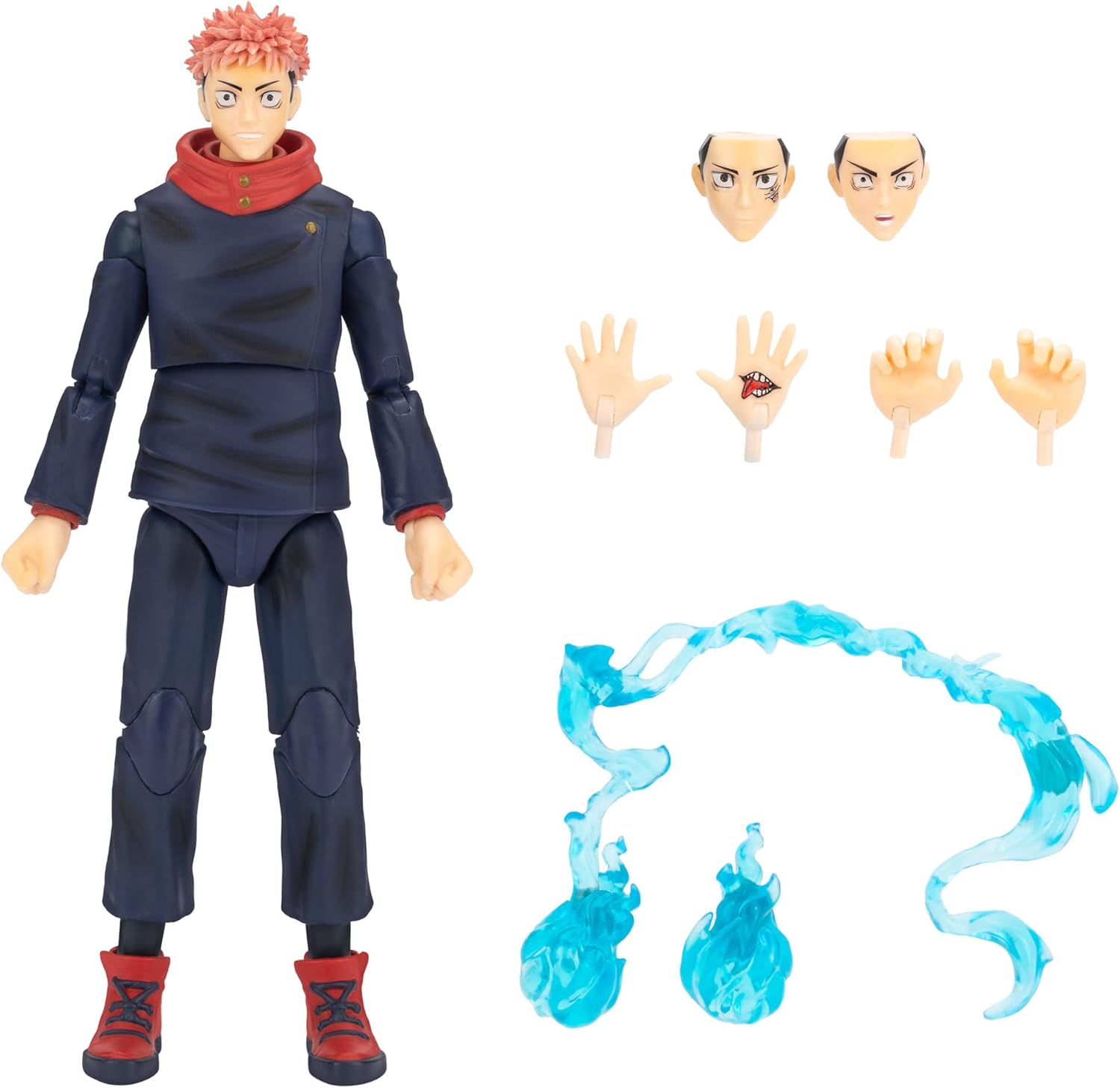 Total Anime Jujutsu Kaisen Yuji Itadori - 6.5-Inch Figure with Swappable Faceplates, Alternate Hands, and Energy Effects