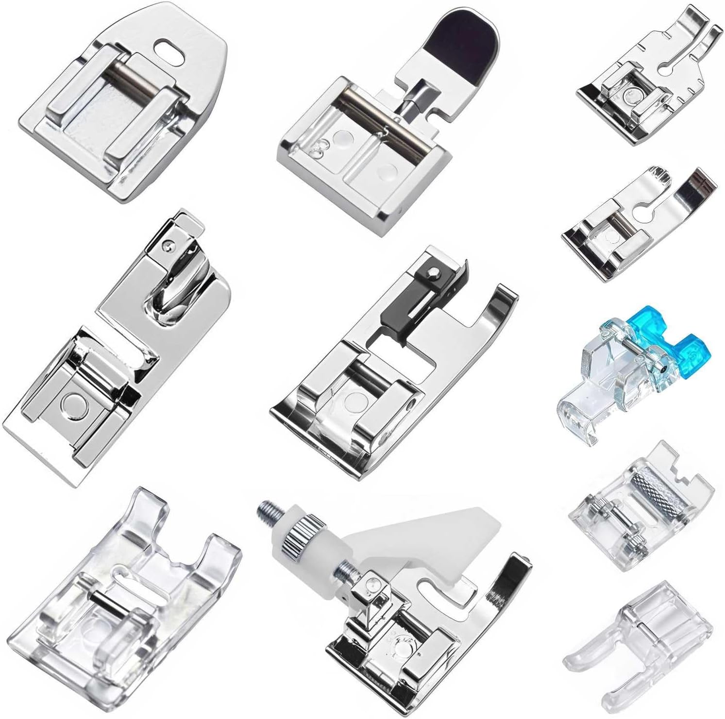 11 Pcs Sewing Machine Presser Feet Kit, Rolled Hem Feet, Invisible Zipper Foot for Low Shank Sewing Machine, Snap on Feet Compatible with Singer, Brother, Janome, Babylock, Juki, Kenmore