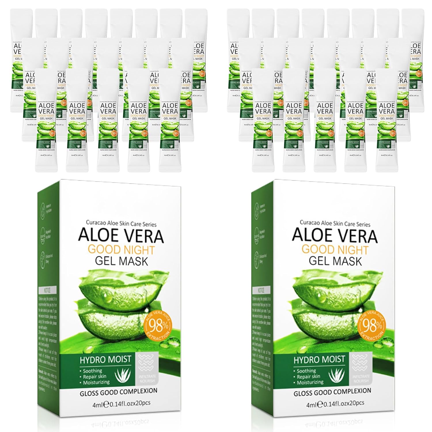 40 Packs Aloe Firming Sleeping Mask, Wash-Free Anti Aging Moisturizing Face Mask, Smooth & Tight Skin, Easy to Carry, Individual Packaging