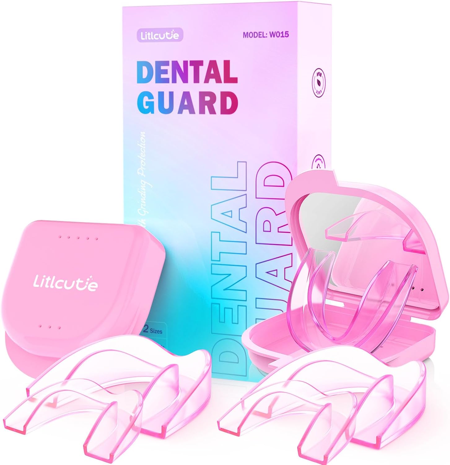 Mouth Guard for Grinding Teeth at Night, Mouth Guard for Sleeping, Mouthguards for Grinding of Teeth, Night Guards for Teeth Grinding, with 2 x 5X Mirror Case (4 Pack/2 Size)