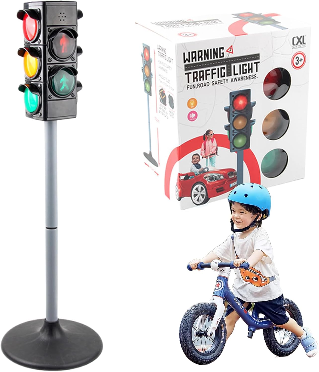 Ssguopte Traffic Light Toy, 27 Inch Manual/Auto Modes with Light & Sound, Educational Fun