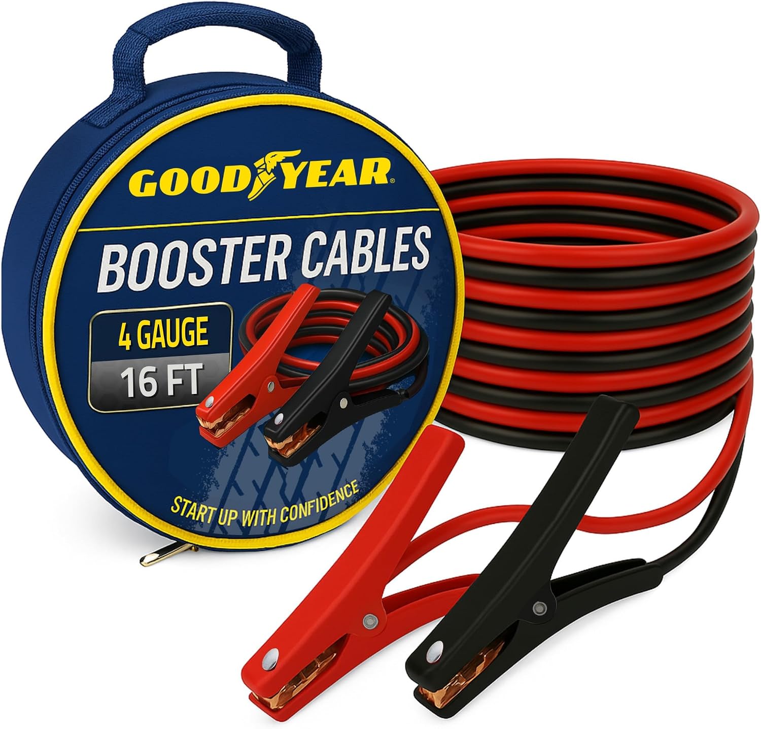 GOODYEAR Heavy Duty Jumper Cables for Car Battery - 4 Gauge Thick Wire, Extra Long 16 ft Booster Cables with Carrying Case for Cars, Trucks, SUVs, Emergency Roadside Kit Car Accessories