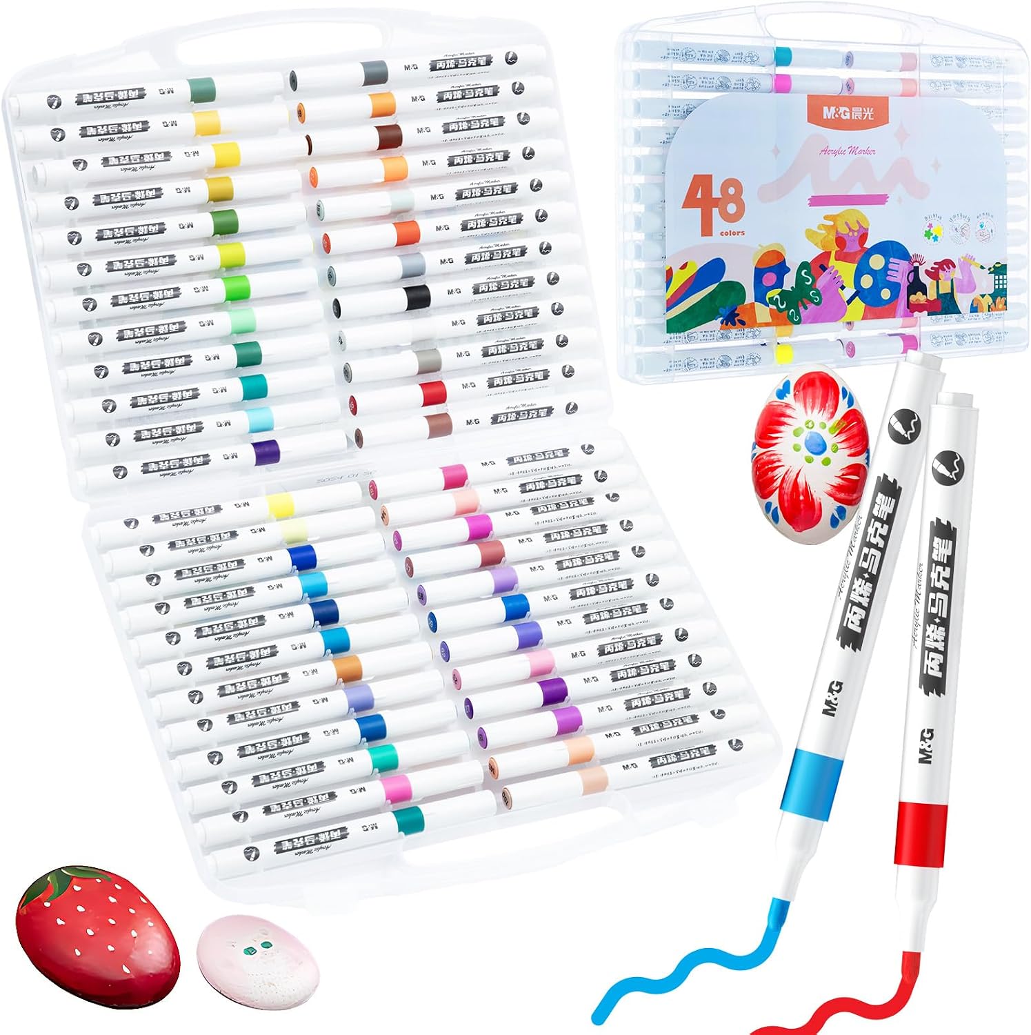 M&G 48 Colors Acrylic Markers Paint Pens Markers, Stocking Stuffers for Rock, Wood, Fabric, Glass, Canvas, Ceramic, Christmas Gifts for artists DIY Crafts Art Supplies