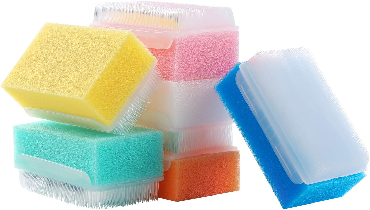 (6 PCS Baby Bath Time Sponge Brush- Body, Hair, and Scalp Cleaning - Gentle on Infant, Toddler Sensitive Skin - Great Sensory Feel.