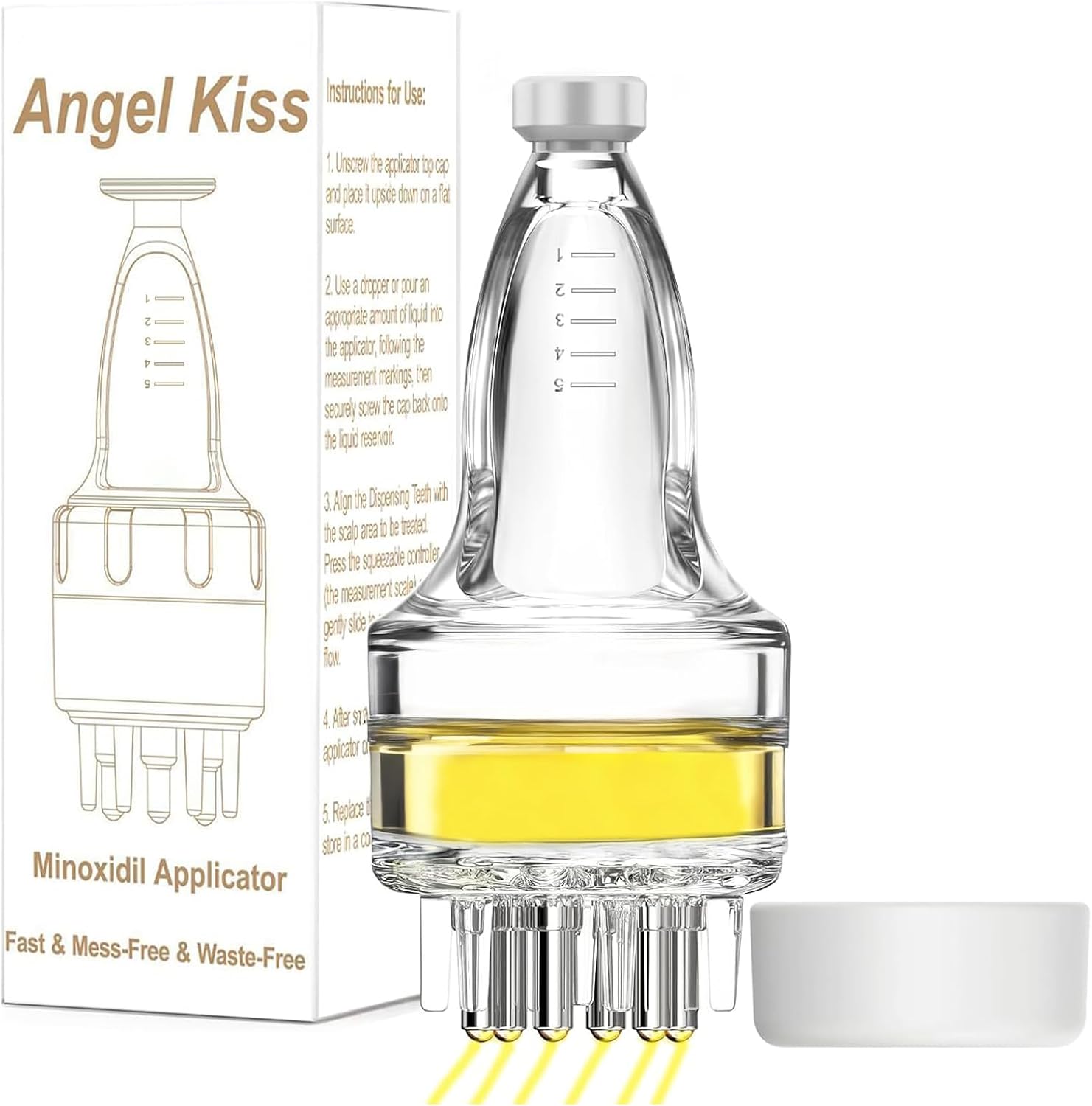 Angel Kiss Minoxidil Applicator, Hair Oil Applicator, Scalp Applicator Tool | Oil Dispenser for Hair: Fast Efficient Delivery to Hair Roots, Messy-Free, Waste-Free, Scalp Massage Compact Minoxidil Bottle