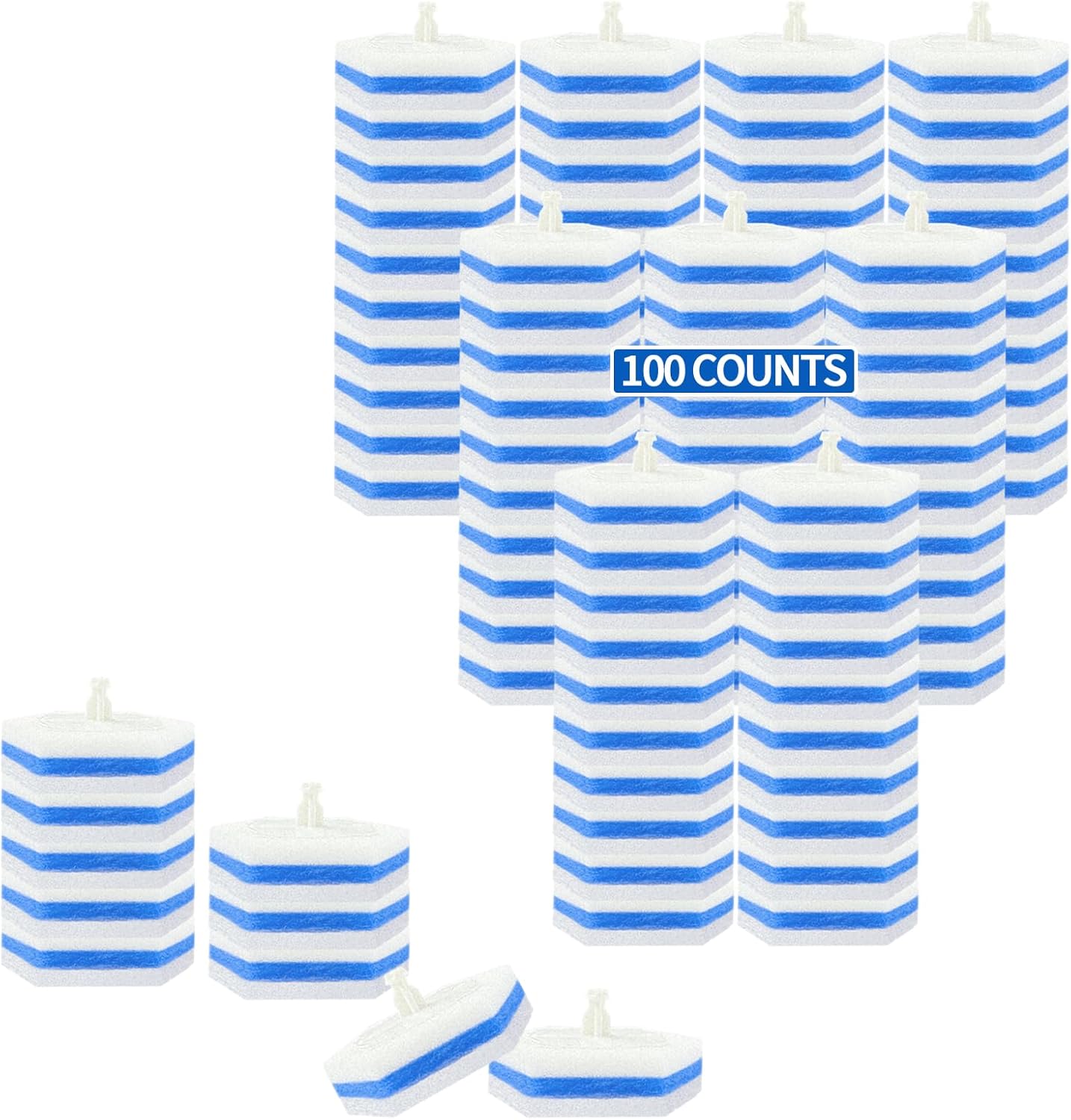 Aimery 100 Counts Blue Disposable Toilet Bowl Cleaning Wand Refills (100,Blue)