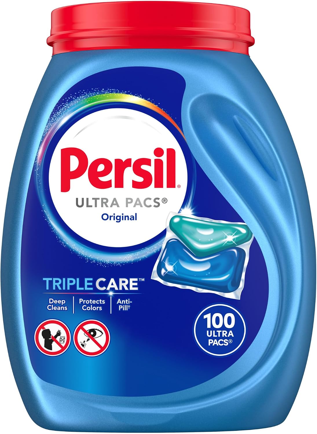 Persil Original Ultra Pacs Laundry Detergent, 100 Count | Deep Clean & Care, Single-Dose Convenience, Protects Colors, Fights Stains, HE Safe, All Water Temperatures