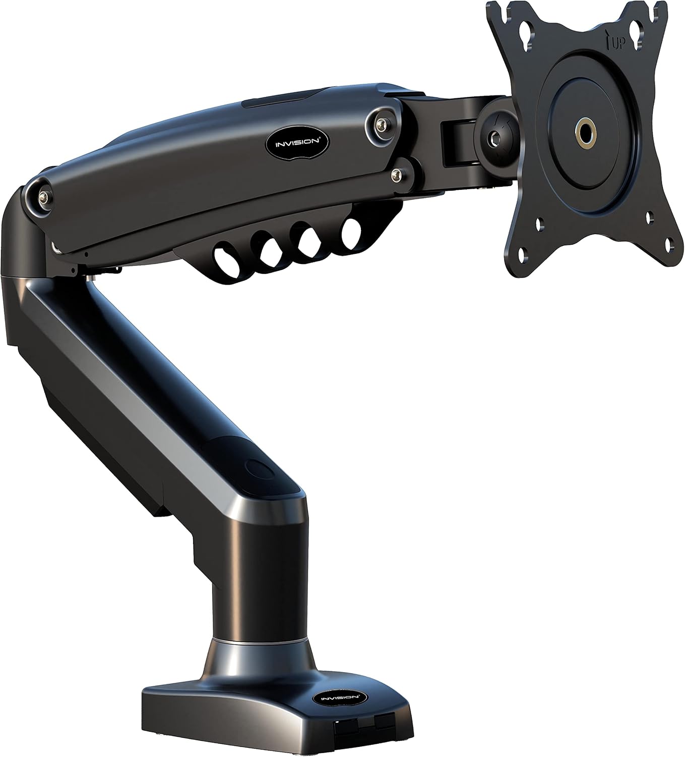 Invision Single Monitor Arm Desk Mount for 19-32 Inch Screens - VESA 75/100mm Stand Desk Clamp - Tool Free Height Adjustment with Tilt Swivel Rotate - Increased Load Capacity from 2-9kg (MX200)