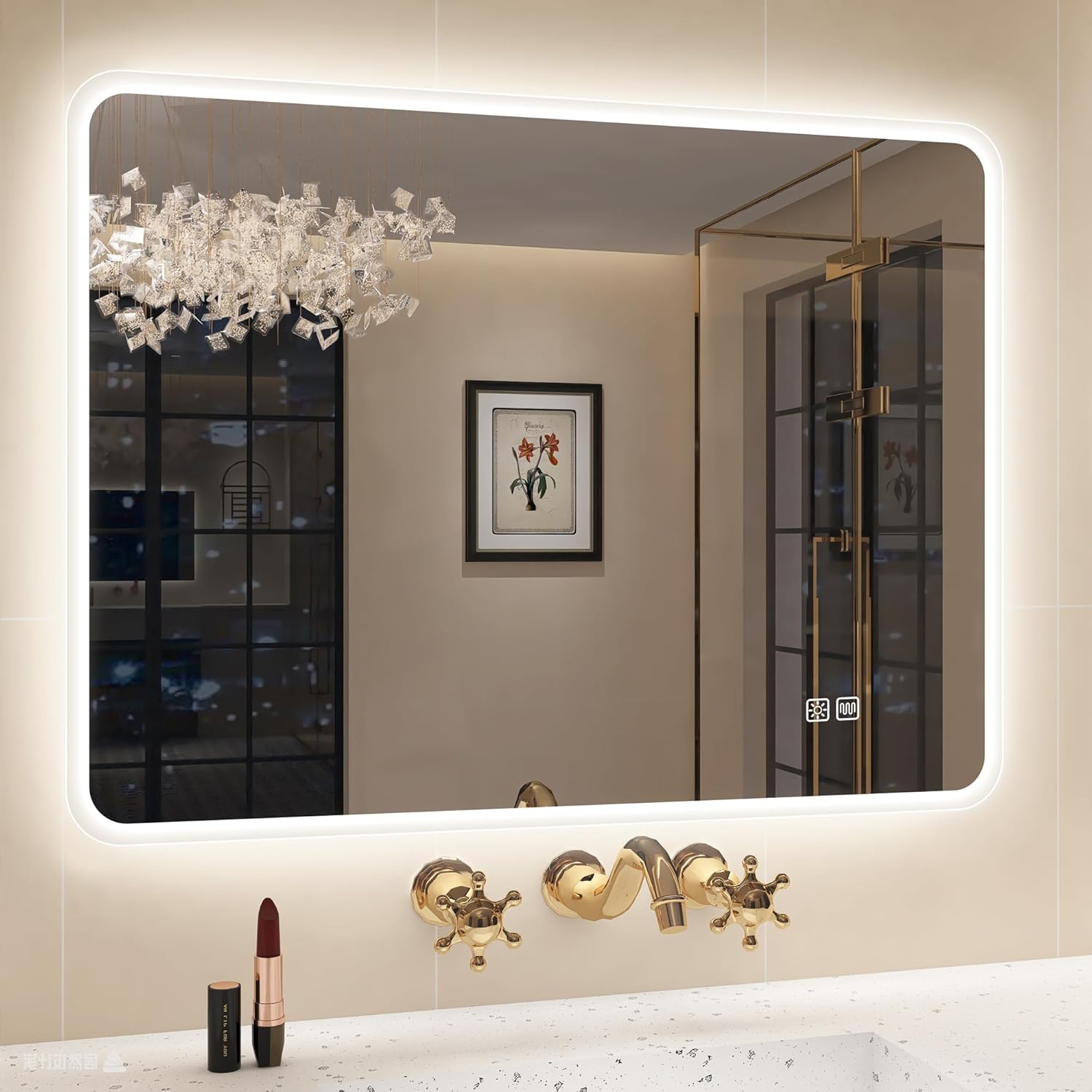 STARLEAD Bathroom-Mirror-with-LED-Lights 60x80cm, LED-Bathroom-Mirror-Wall-Mounted with 3 Colours Dimmable, Anti-fog, Memory Function, IP44, HD Tempered Glass, Horizontal/Vertical