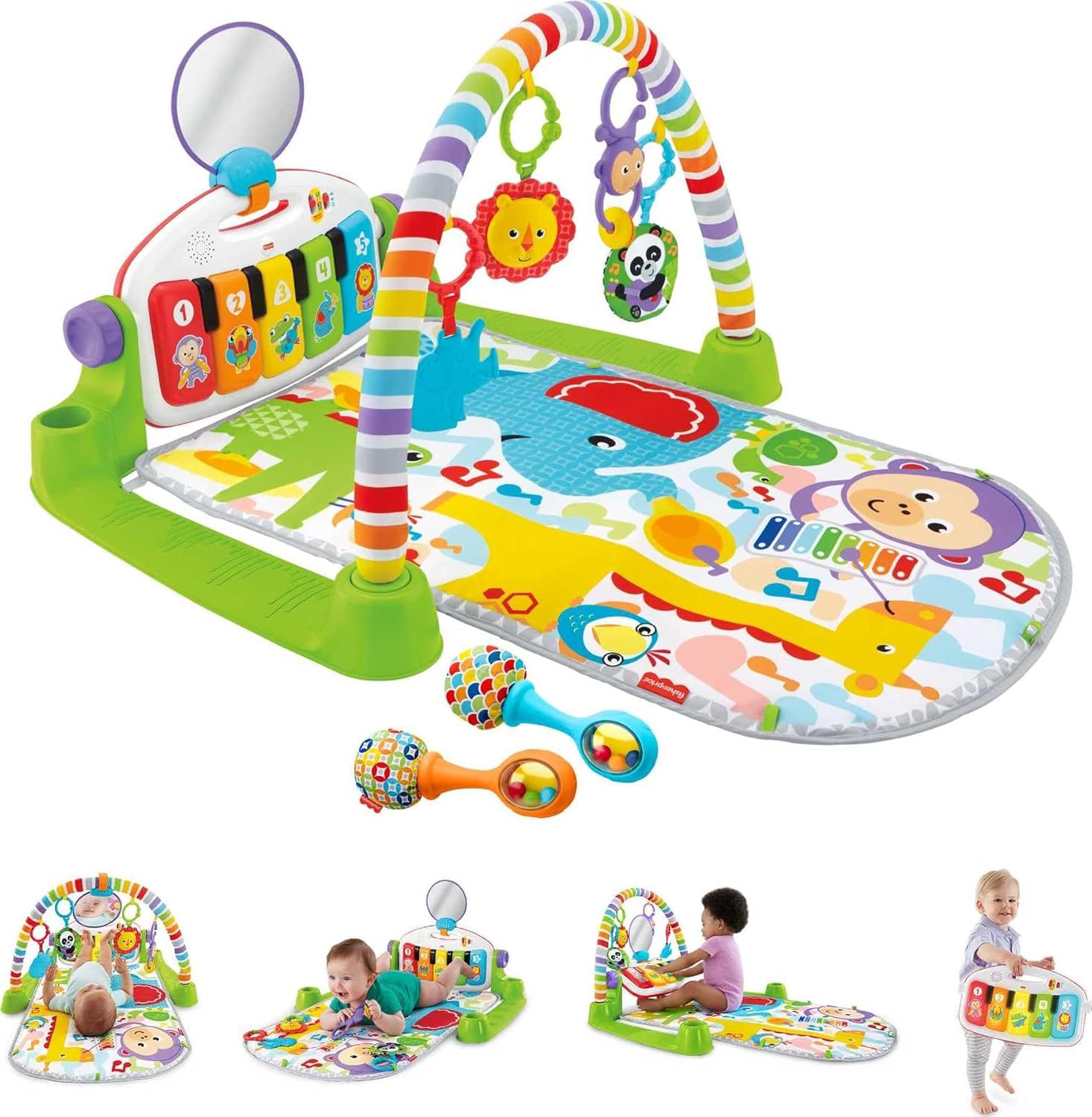 Fisher-Price Deluxe Kick 'n Play Piano Gym & Maracas [Amazon Exclusive]