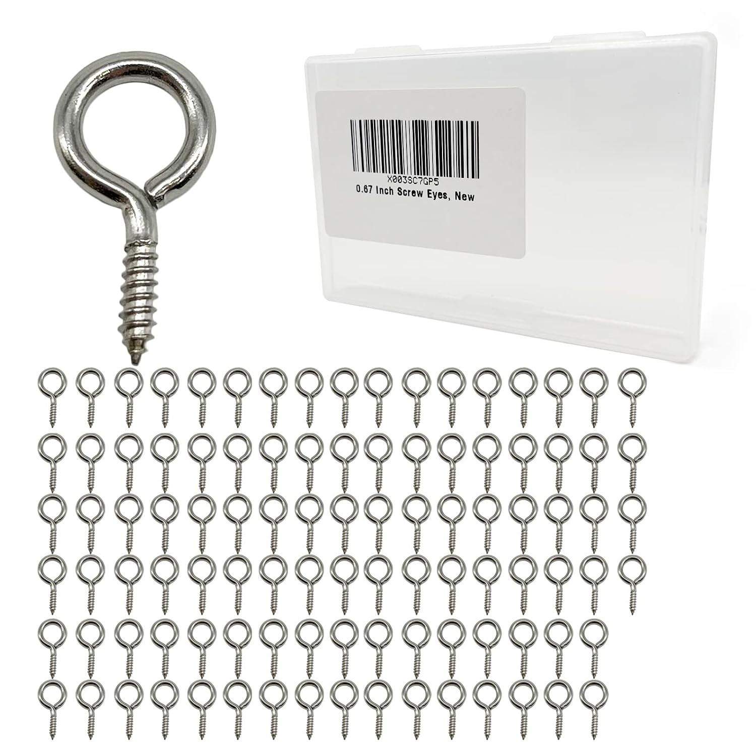 100 PCS Stainless Steel 0.67 Inch Screw Eyes Small Eye Bolts Eyelet Screw for Crafts Ornaments Keychain Decor Picture Frame