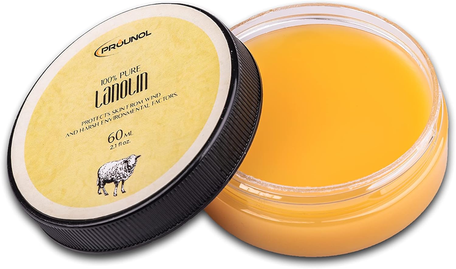 Prounol Lanolin Pure (Lanolin Anhydrous) 60ml 100% Natural Cream for Hand and Foot Care jar