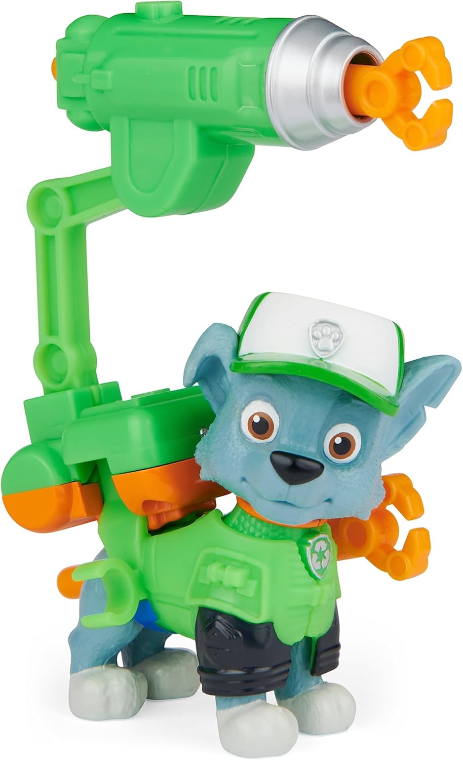 Paw Patrol, Movie Collectible Rocky Action Figure with Clip-on Backpack and 2 Projectiles, Kids’ Toys for Ages 3 and up