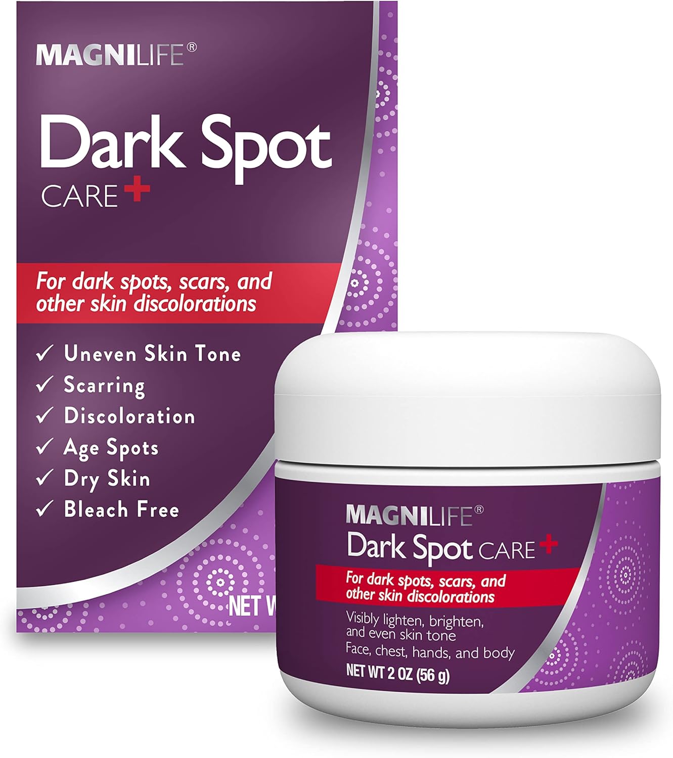 MagniLife Dark Spot Cream, Natural Treatment Diminishes Sun-Damage, Liver Spots, Freckles & Discoloration For Younger Looking Skin - Fader & Corrector For Face, Chest, Hands & Body - 2oz