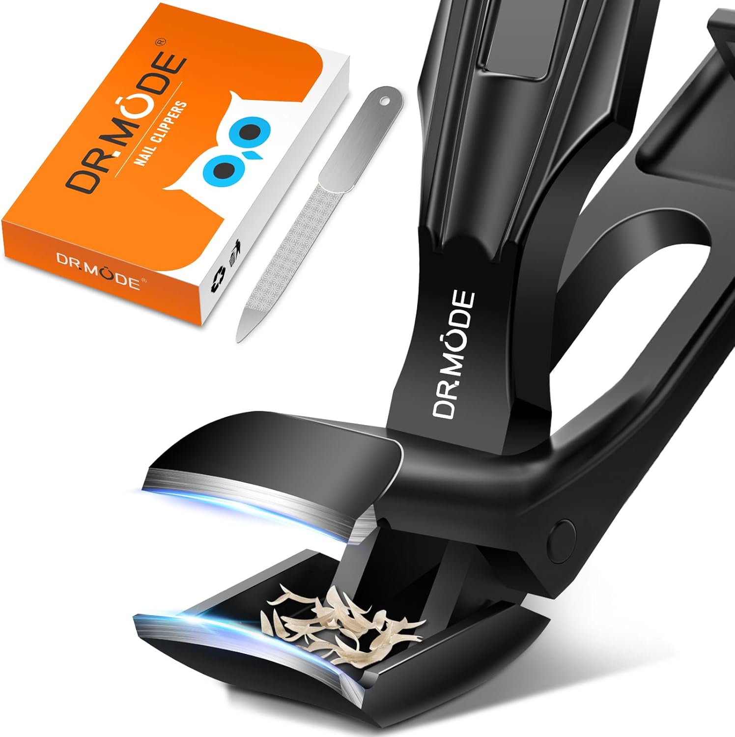 Toe Nail Clippers for Thick Nails for Seniors, DRMODE Angled Head Toenail Clippers for Thick Toenails with Wide Jaw Opening, Sharp Heavy Duty Nail Clipper Cutter for Men with Catcher