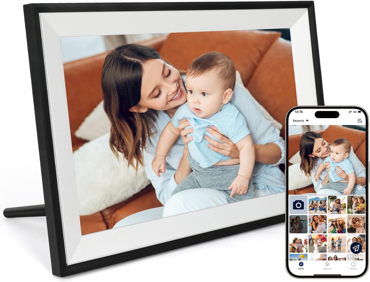 AEEZO Digital Photo Frame WLAN 10.1 Inch, 1280x800 IPS Touchscreen WiFi Electronic Photo Frame, Automatic Rotation Digital Picture Frame, Easy Setup, Share Photos or Videos Everywhere (Black)