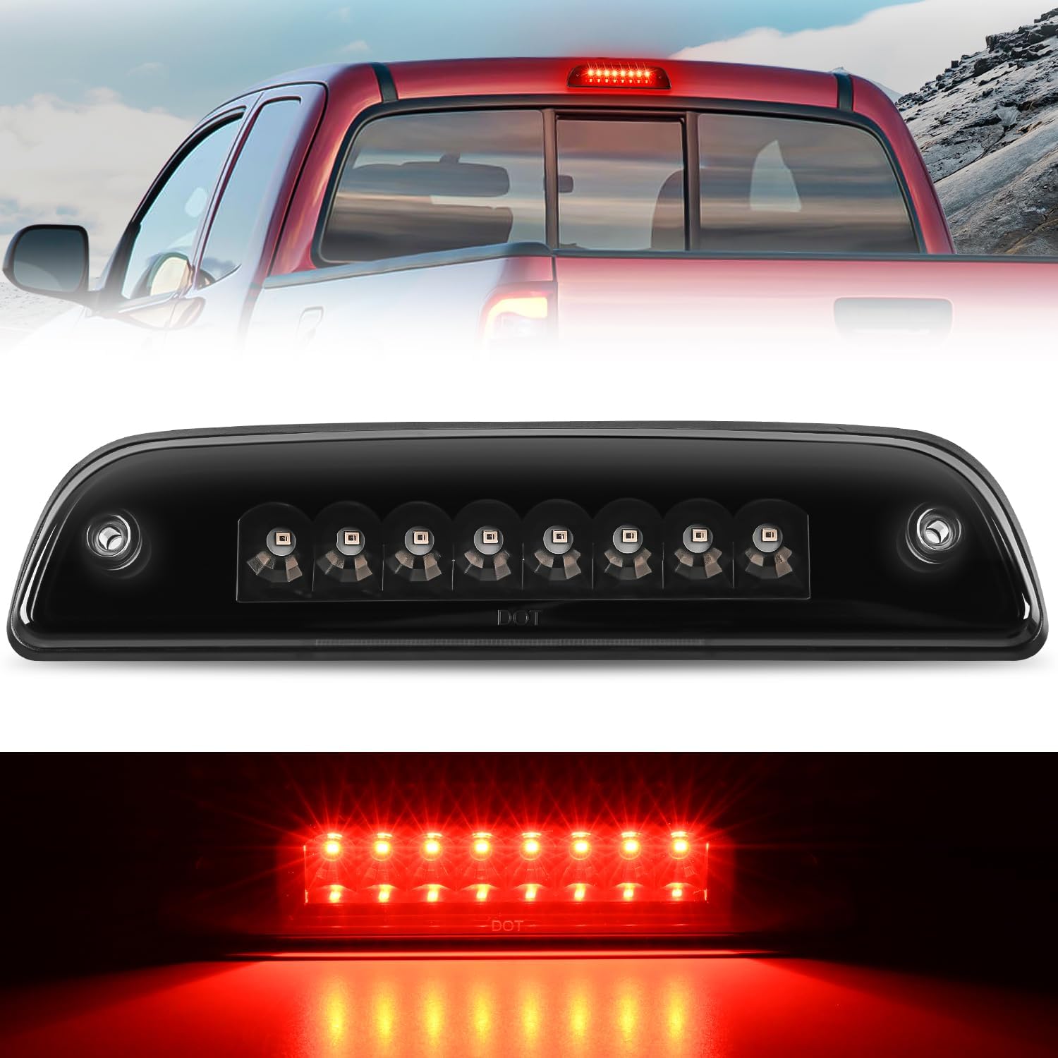 Nilight Third Brake Light High Mount 3rd Stop LED Lighting Compatible with Toyota Tacoma 1995-2016 Pickup Rear Cab Center Tail Lights Replacement