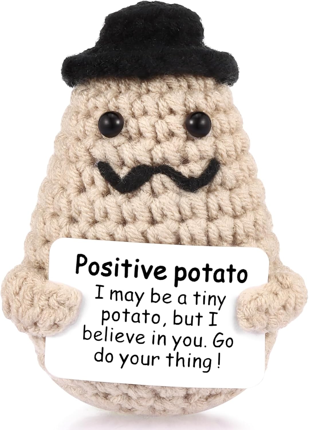 Draupnir Positive Potato, 3 inch Mini Funny Knitted Wool Potato Toy with Positive Card,Cute Creative Positive Life Doll Potato for Birthday Gift Encouragement Decoration Party
