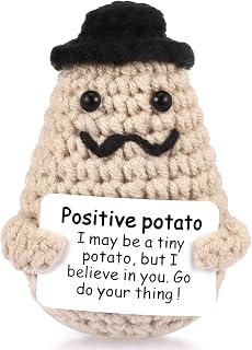 Draupnir Positive Potato, 3 inch Mini Funny Knitted Wool Potato Toy with Positive Card,Cute Creative Positive Life Doll Potato for Birthday Gift Encouragement Decoration Party