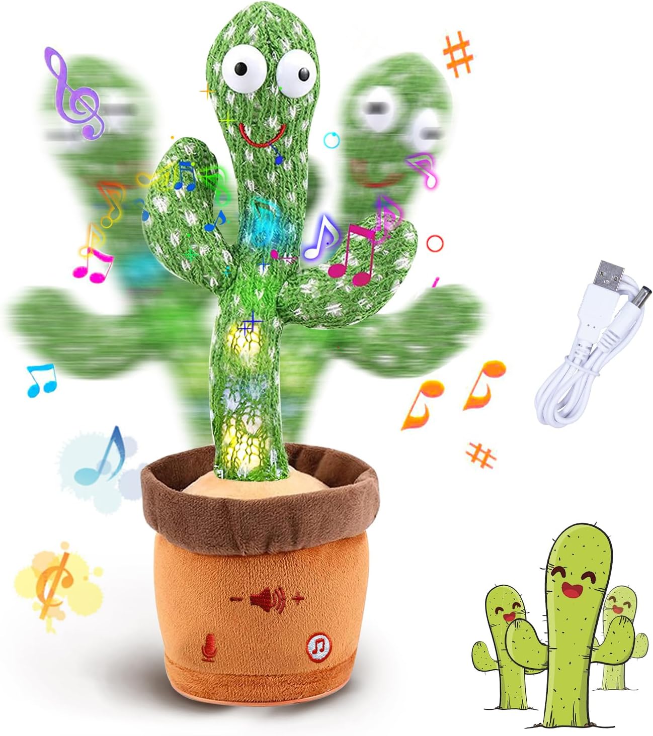 ARIEL-GXR Dancing Cactus Plush Toy, Creative Singing Talking Cactus Repeat What You Say Soft Funny Plush Interactive Toy Figures for Kids, Home Decoration