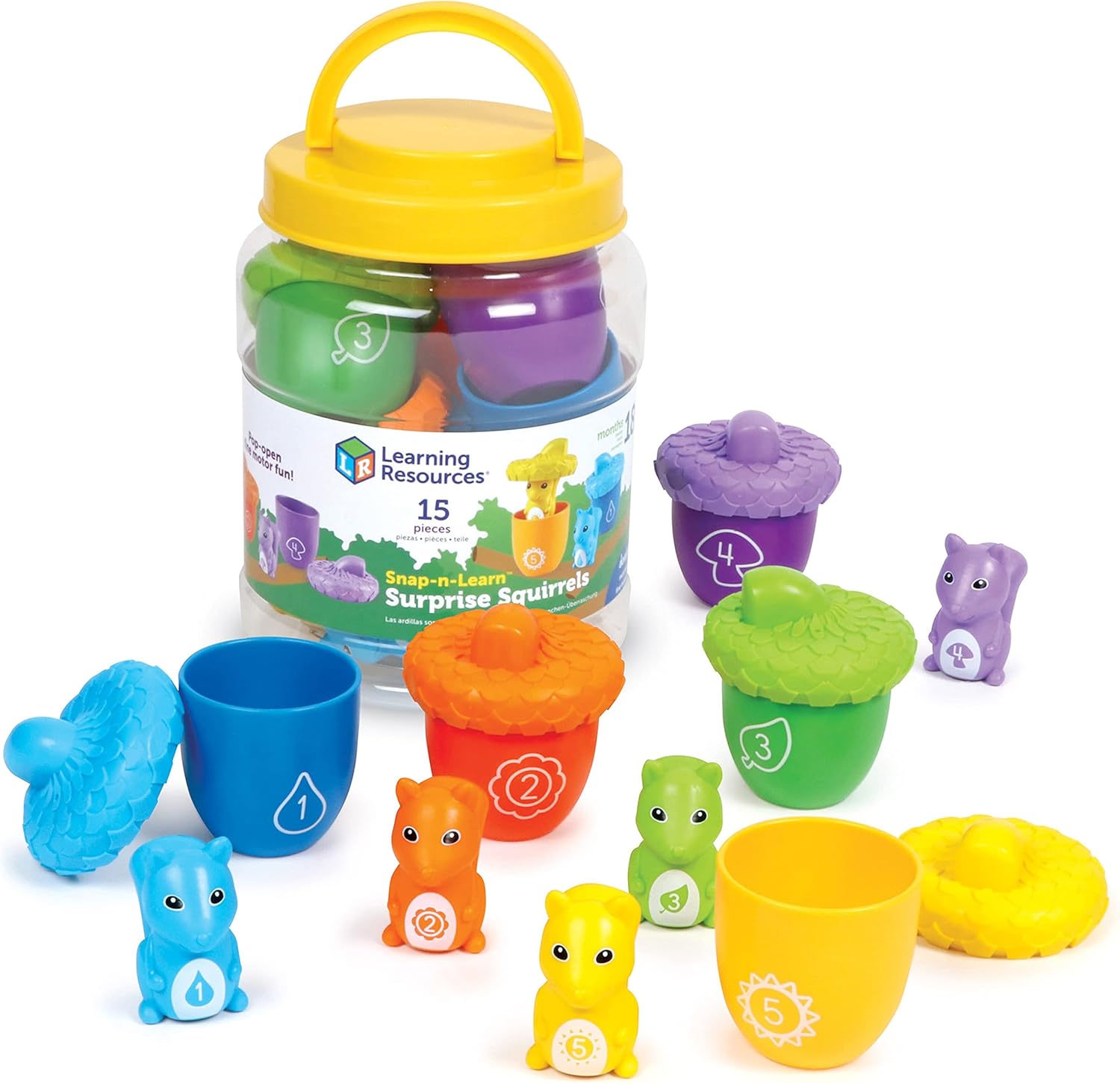 Learning Resources Snap-n-Learn Surprise Squirrels, Toddler Learning Toys, Learning & Education Toys, Baby & Toddler Toys, 15 Pieces, Ages 18 Months+