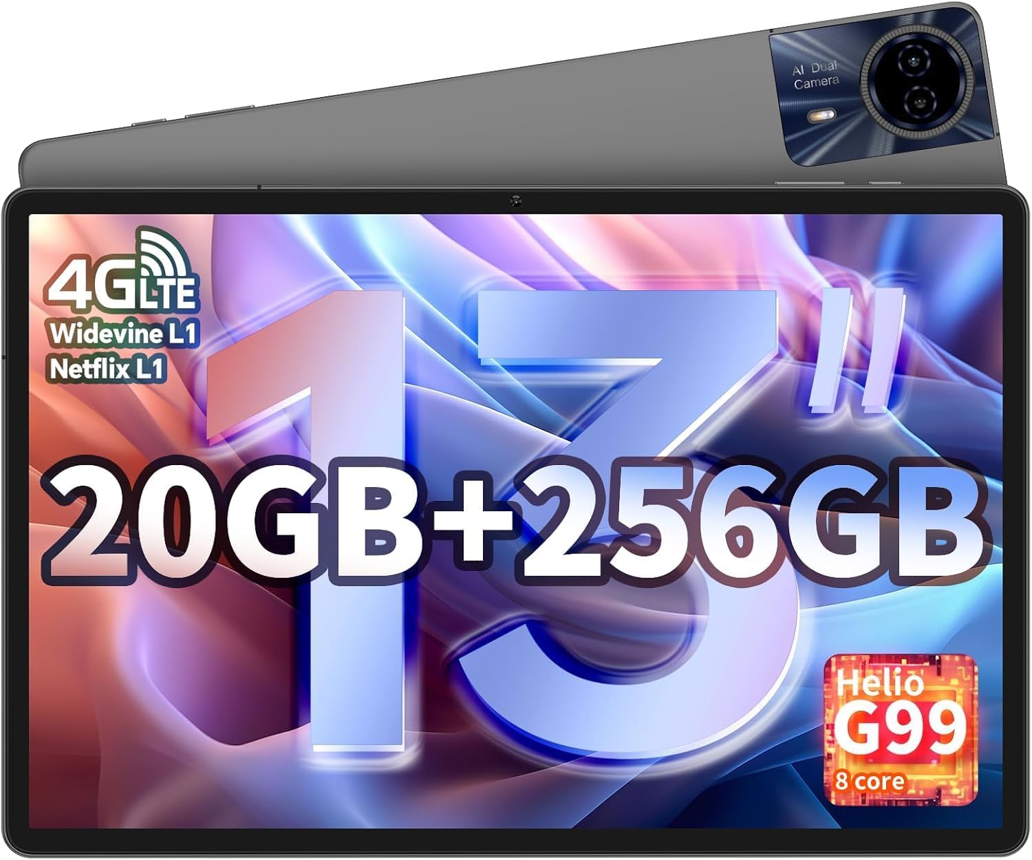 TECLAST T65MAX Tablet 13 Inch, 20GB+256GB/TF 1TB, Helio G99 Octa-Core Gaming Tablet, 10000mAh/18W Fast Charge, Large Tablets Android 14 with Widevine L1, 2.4G/5G WiFi, 8+13MP - Metal